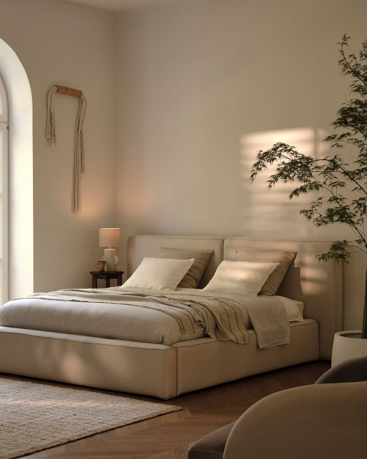 Jodie Letto Contenitore Con Testiera Letto Bluvel - Beige chiaro